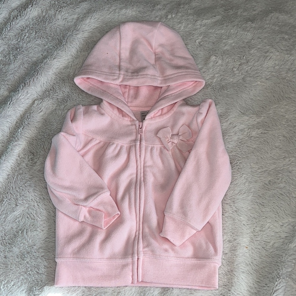 carters fuzzy zip up hooded sweater 6-9 months baby girl clothing